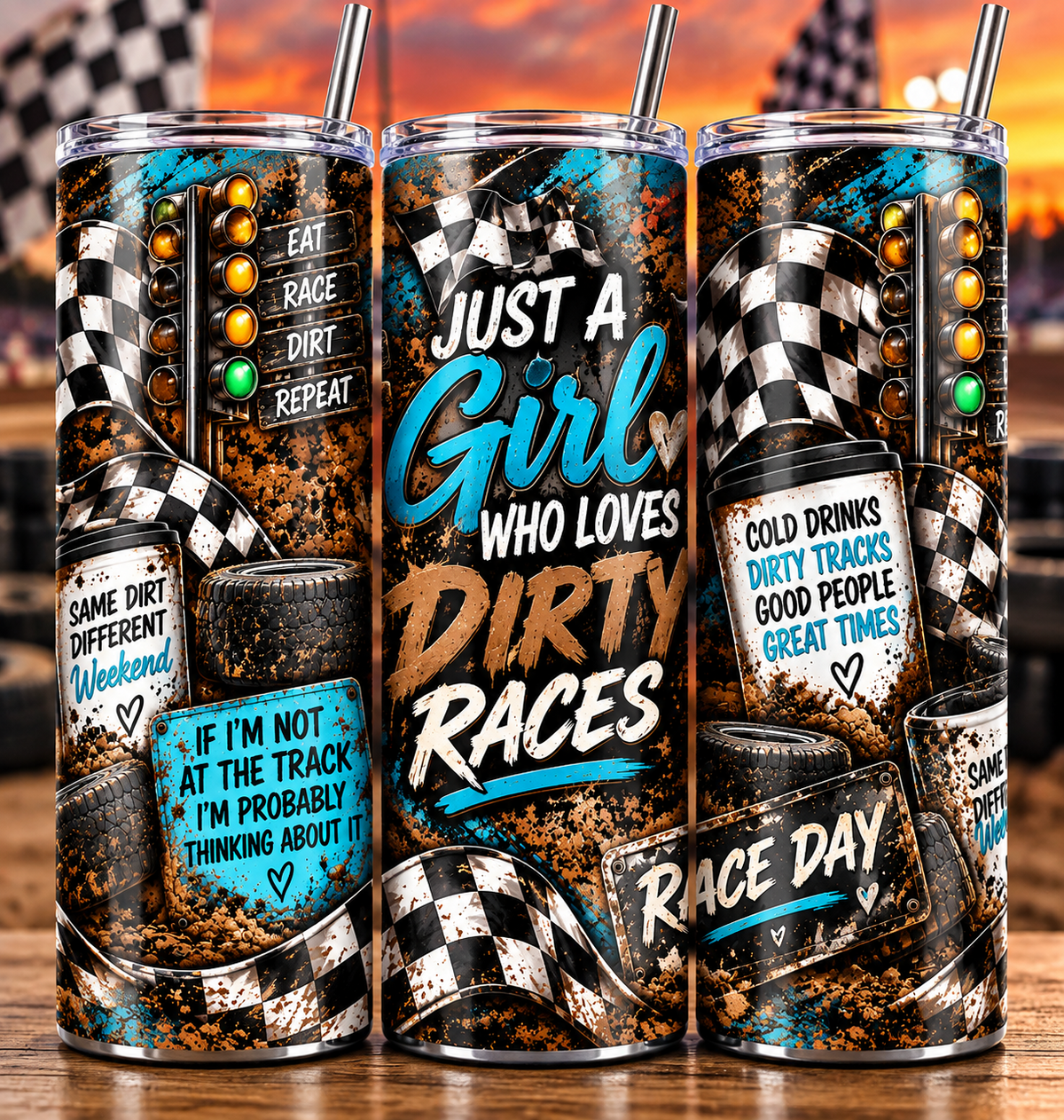 Just a Girl Who Loves Dirt Races – 20 oz Skinny Tumbler