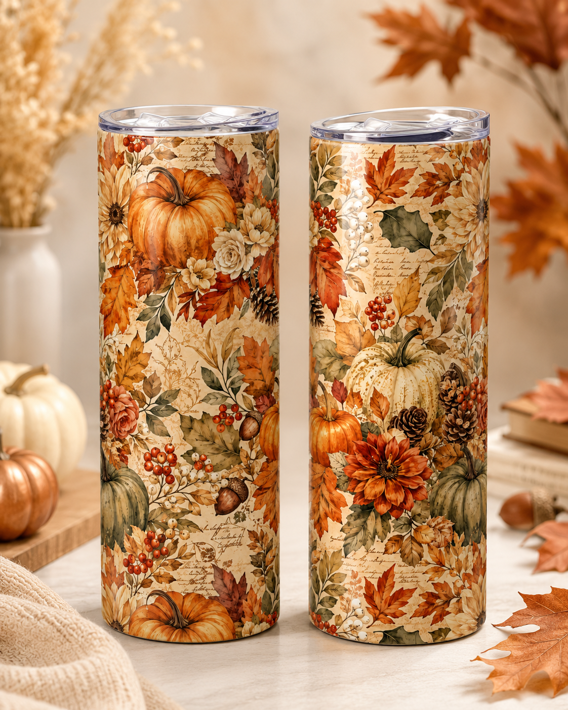 Vintage Autumn Harvest 20 oz Skinny Tumbler