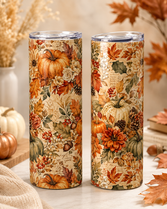 Vintage Autumn Harvest 20 oz Skinny Tumbler